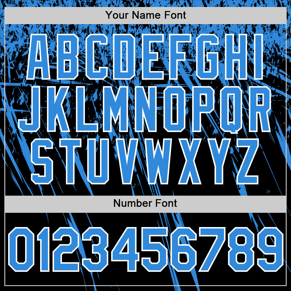 Custom Black Electric Blue-White Distressed Scratch Brush Stroke Authentic Baseball Jersey