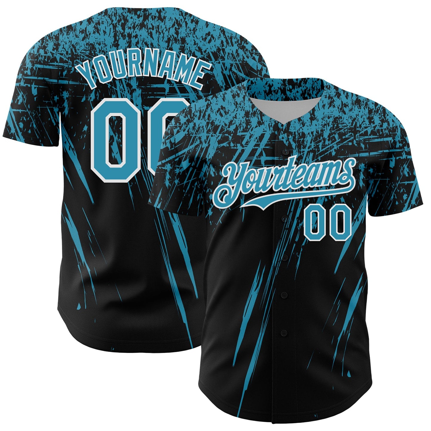 Custom Black Panther Blue-White Distressed Scratch Brush Stroke Authentic Baseball Jersey