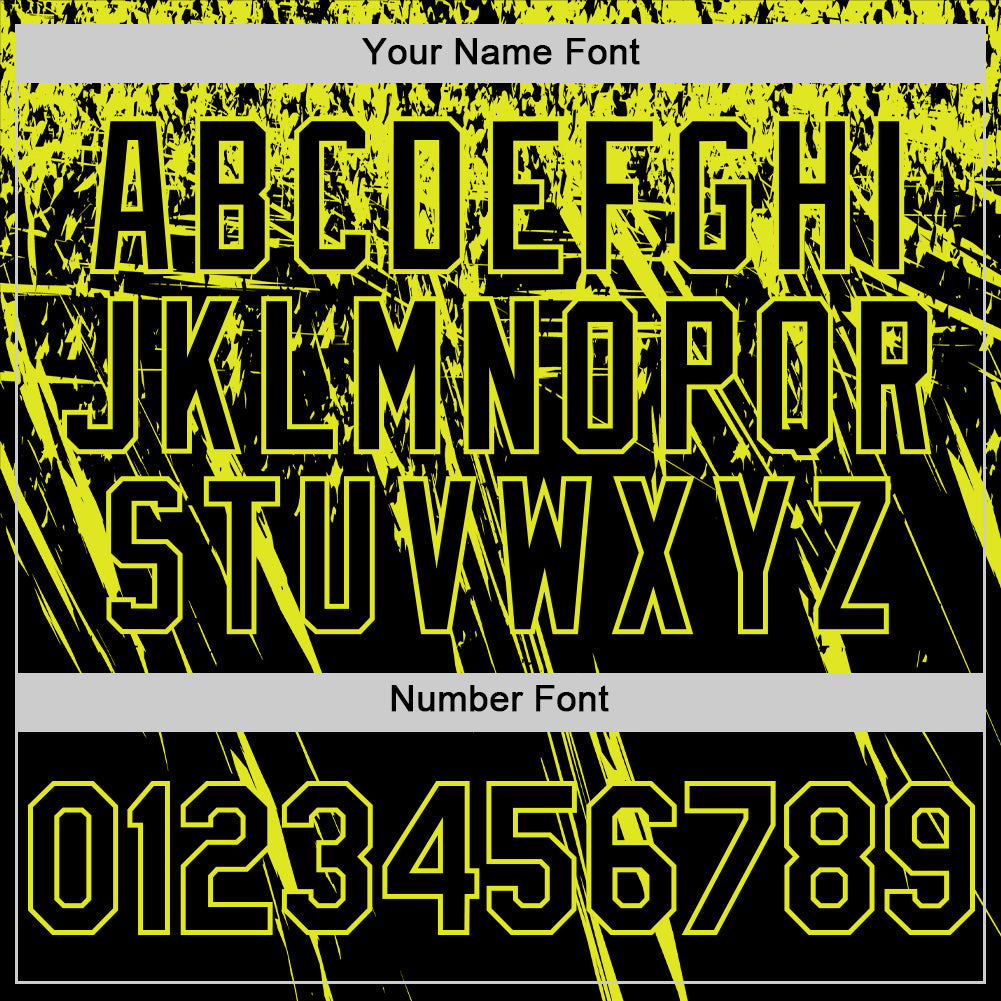 Custom Black Neon Yellow Distressed Scratch Brush Stroke Authentic Baseball Jersey