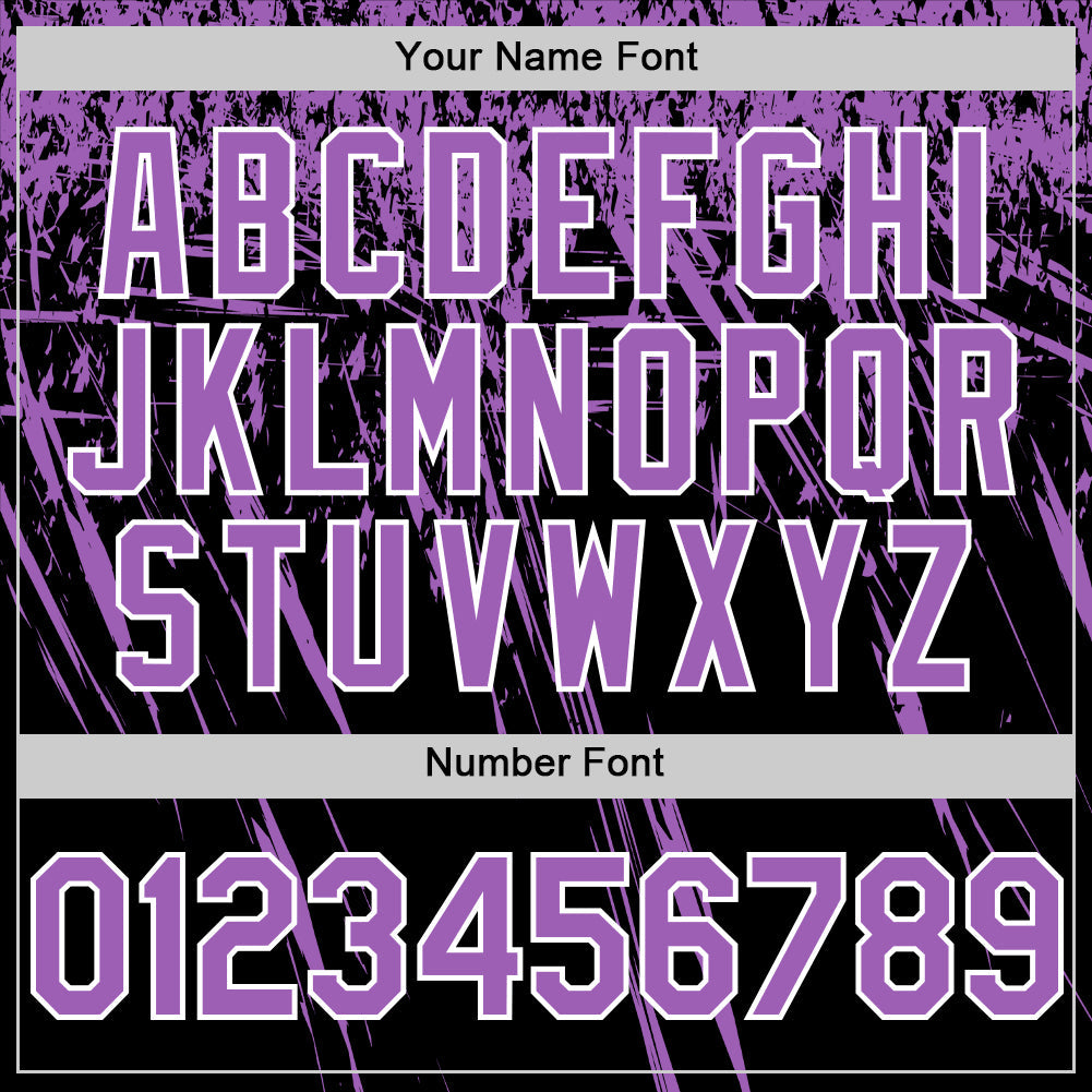Custom Black Medium Purple-White Distressed Scratch Brush Stroke Authentic Baseball Jersey