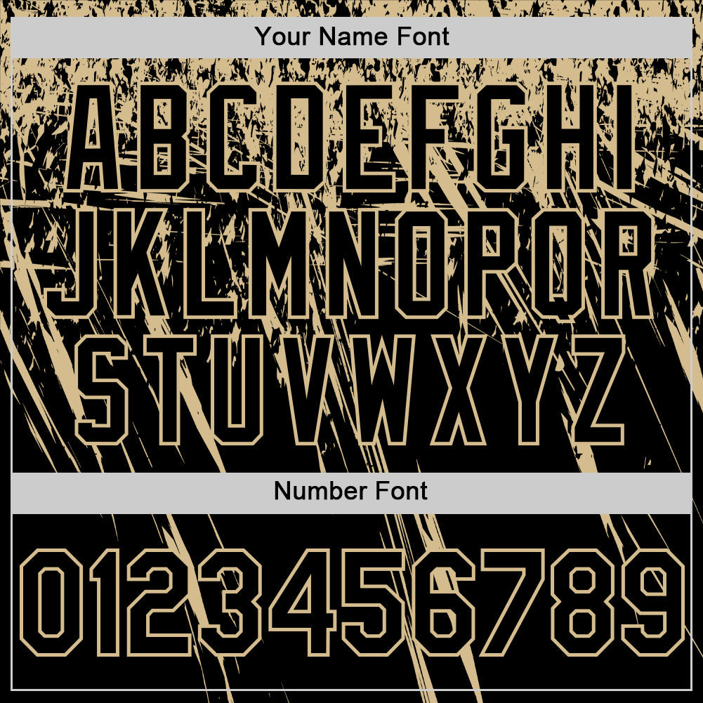 Custom Black Vegas Gold Distressed Scratch Brush Stroke Authentic Baseball Jersey