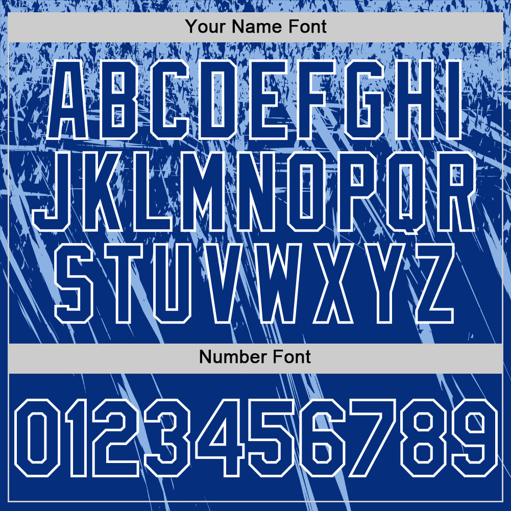 Custom Royal Light Blue-White Distressed Scratch Brush Stroke Authentic Baseball Jersey