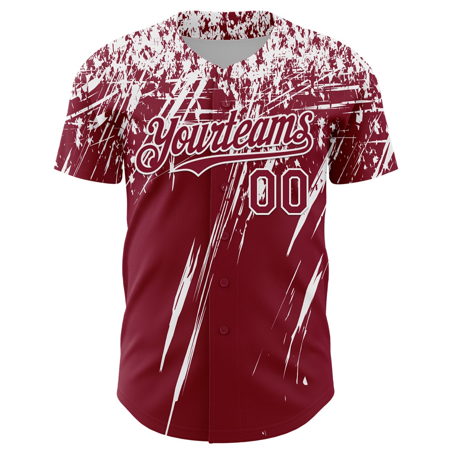 Custom Crimson White Distressed Scratch Brush Stroke Authentic Baseball Jersey