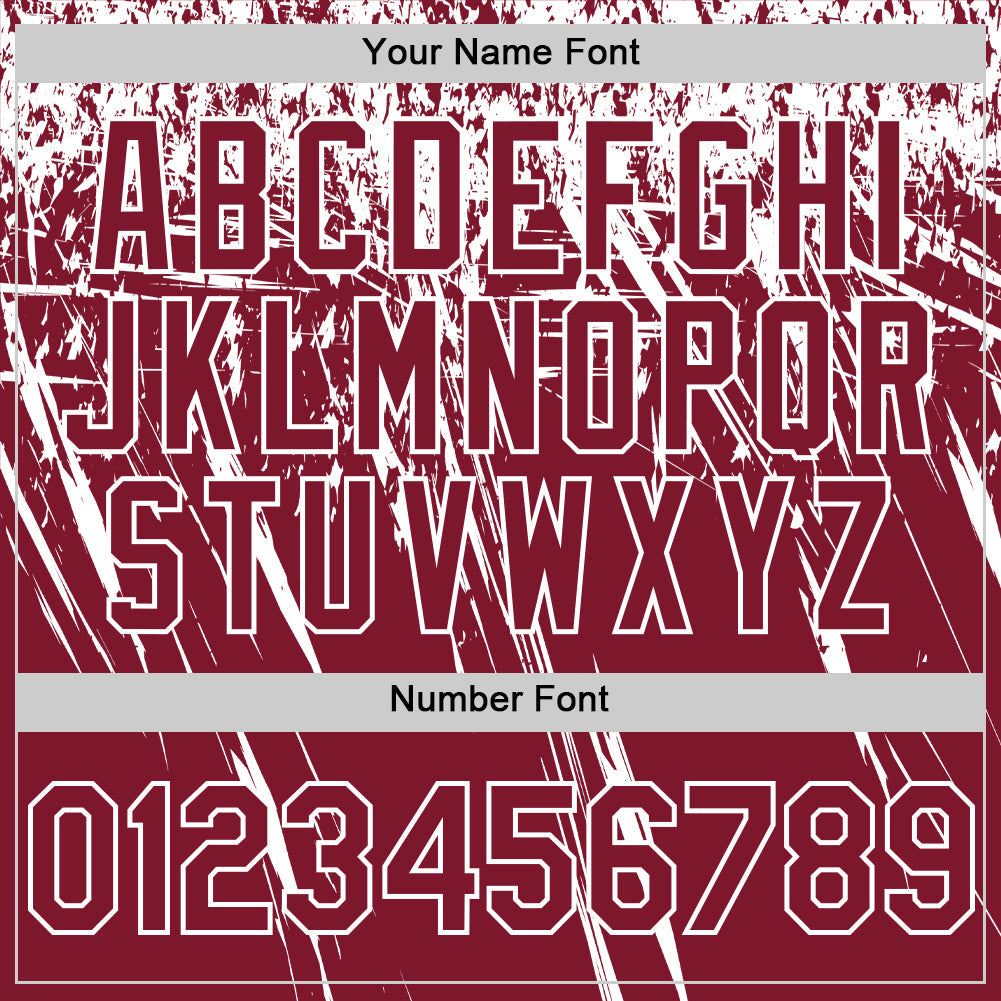 Custom Crimson White Distressed Scratch Brush Stroke Authentic Baseball Jersey