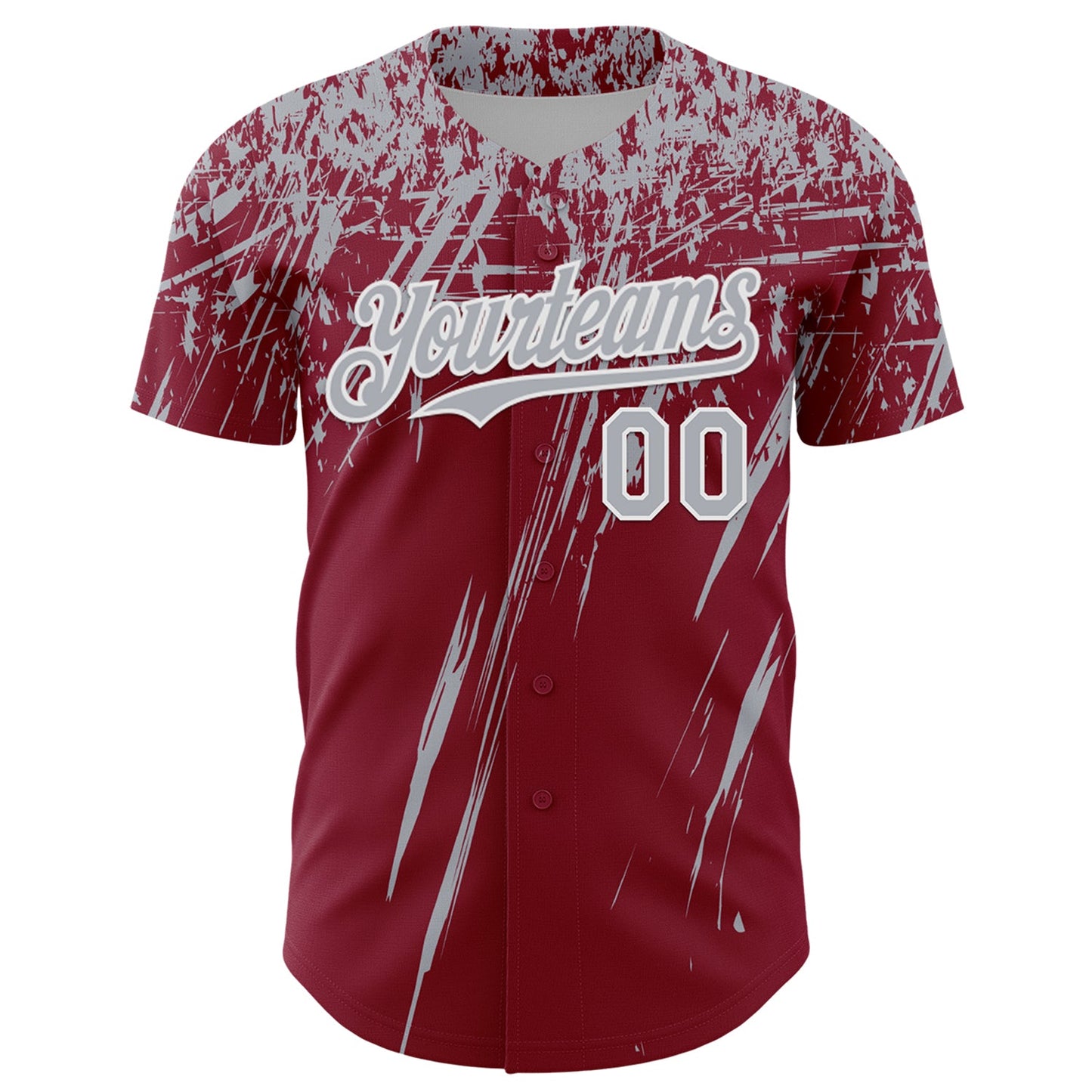 Custom Crimson Gray-White Distressed Scratch Brush Stroke Authentic Baseball Jersey