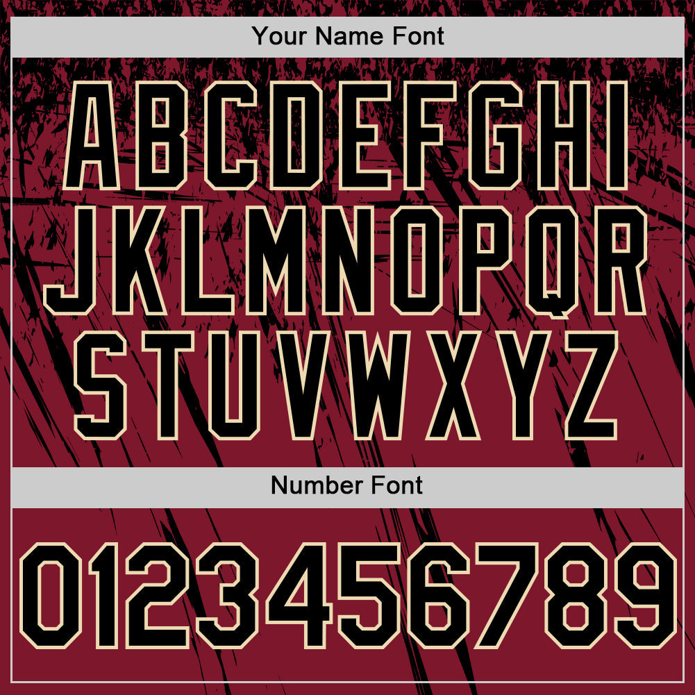 Custom Crimson Black-Cream Distressed Scratch Brush Stroke Authentic Baseball Jersey