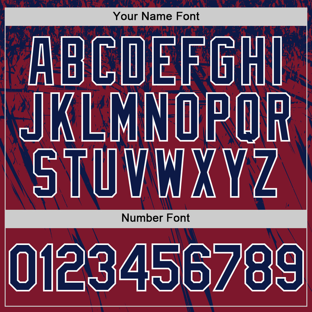Custom Crimson Navy-White Distressed Scratch Brush Stroke Authentic Baseball Jersey