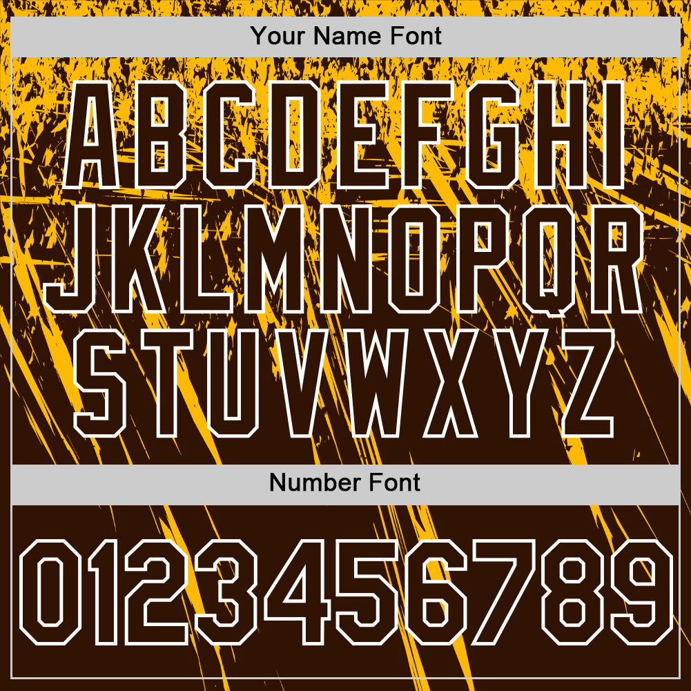 Custom Brown Gold-White Distressed Scratch Brush Stroke Authentic Baseball Jersey