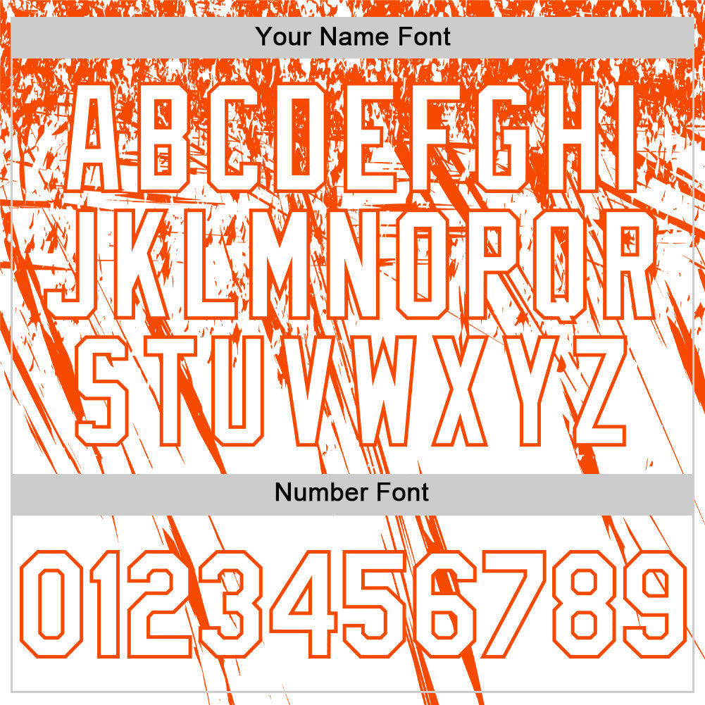 Custom White Orange Distressed Scratch Brush Stroke Authentic Baseball Jersey