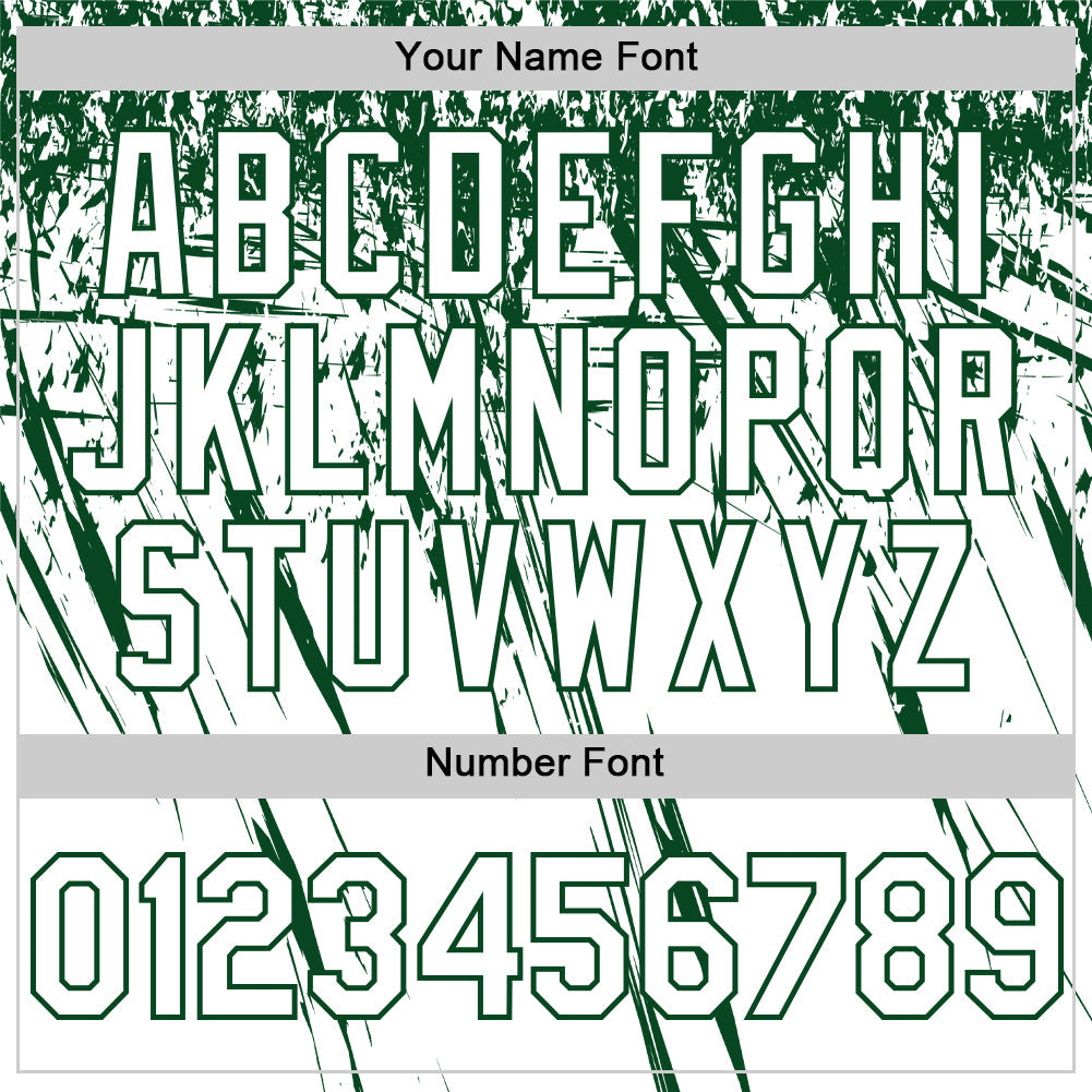 Custom White Green Distressed Scratch Brush Stroke Authentic Baseball Jersey
