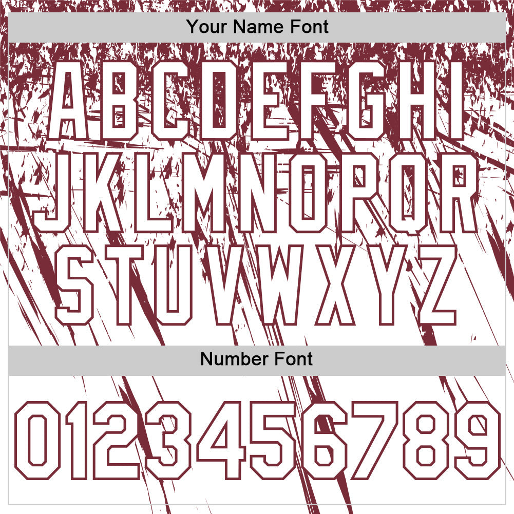 Custom White Burgundy Distressed Scratch Brush Stroke Authentic Baseball Jersey