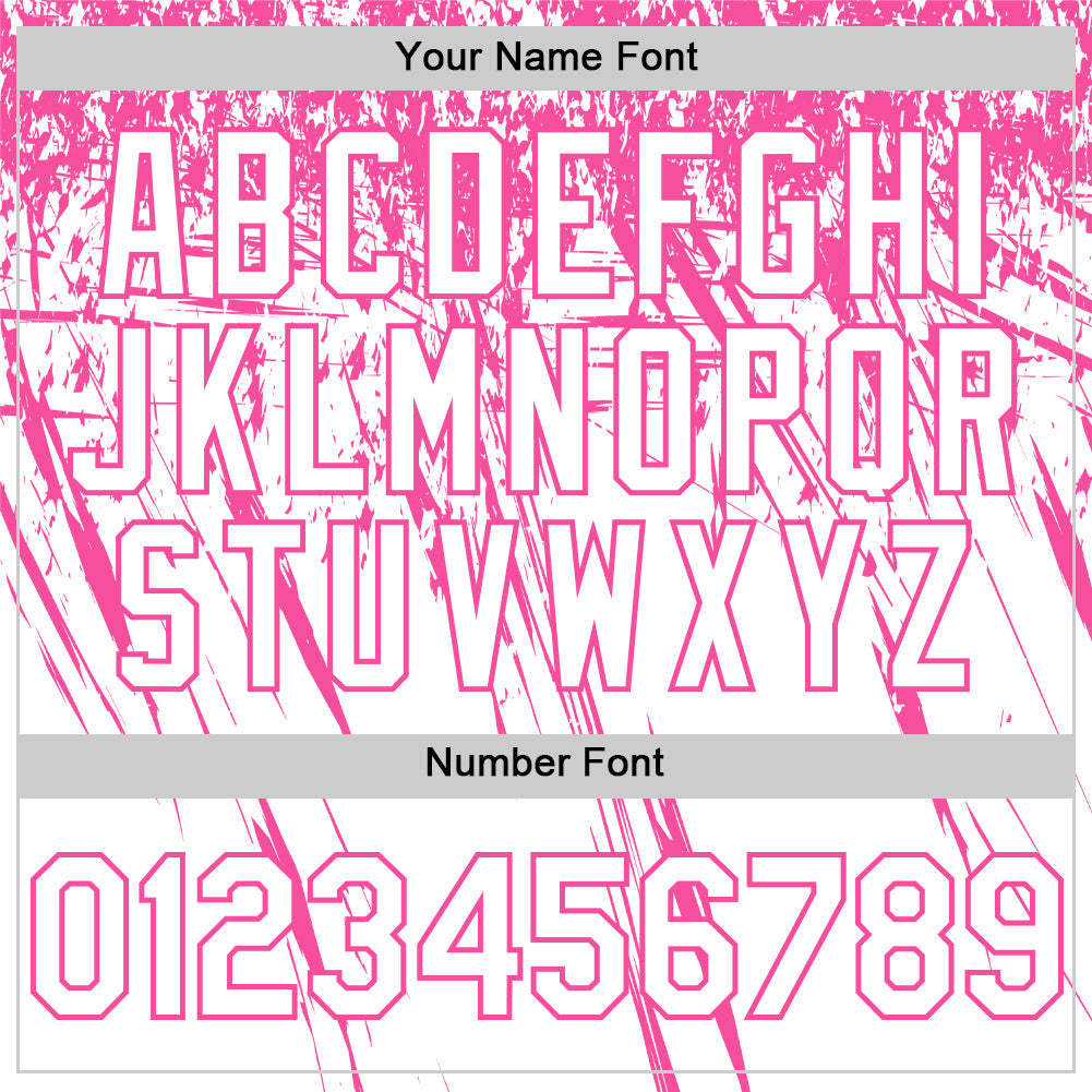Custom White Pink Distressed Scratch Brush Stroke Authentic Baseball Jersey