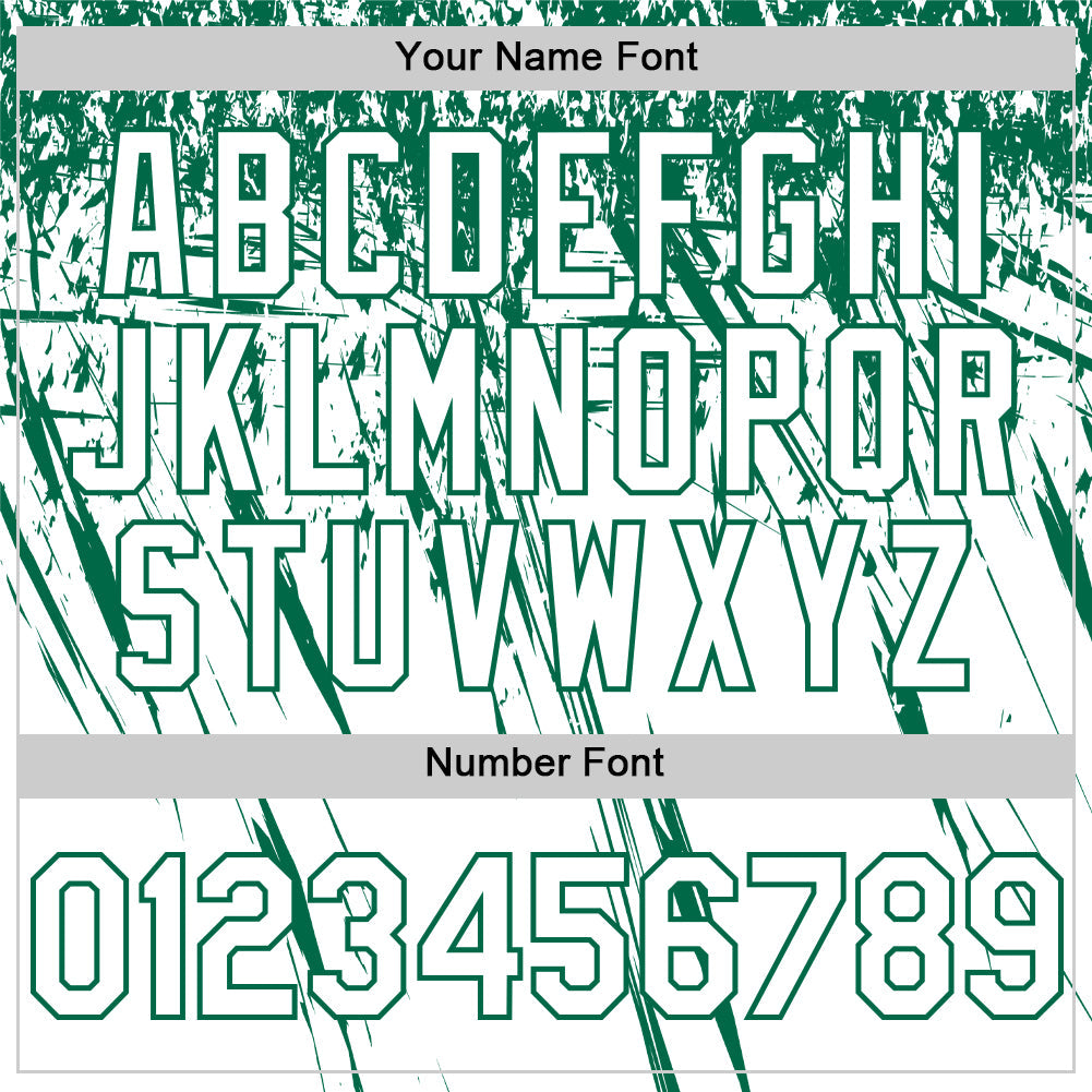 Custom White Kelly Green Distressed Scratch Brush Stroke Authentic Baseball Jersey
