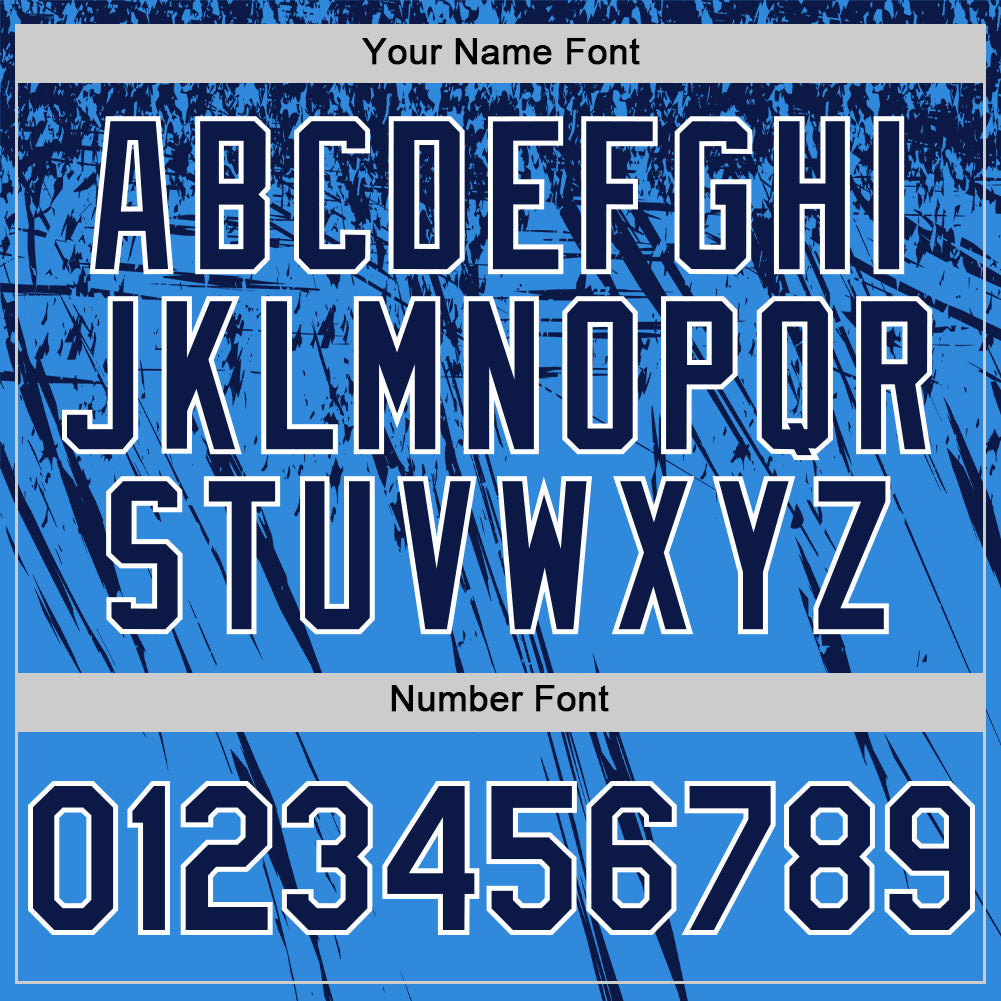 Custom Electric Blue Navy-White Distressed Scratch Brush Stroke Authentic Baseball Jersey