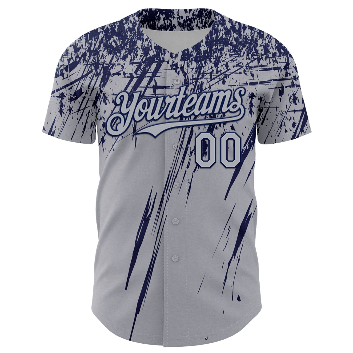 Custom Gray Navy Distressed Scratch Brush Stroke Authentic Baseball Jersey