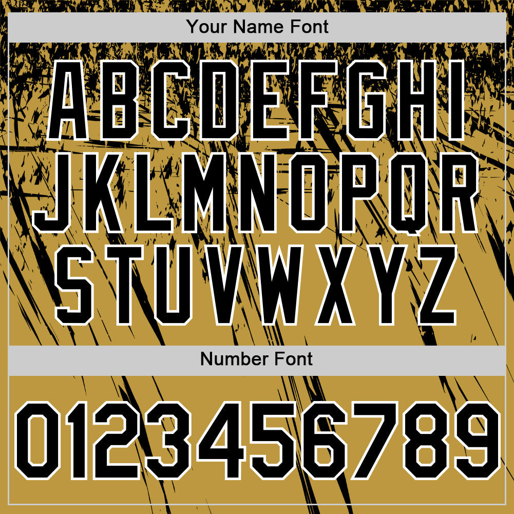 Custom Old Gold Black-White Distressed Scratch Brush Stroke Authentic Baseball Jersey