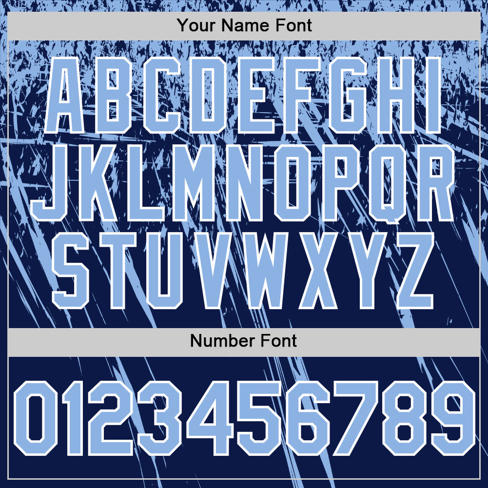 Custom Navy Light Blue-White Distressed Scratch Brush Stroke Authentic Baseball Jersey