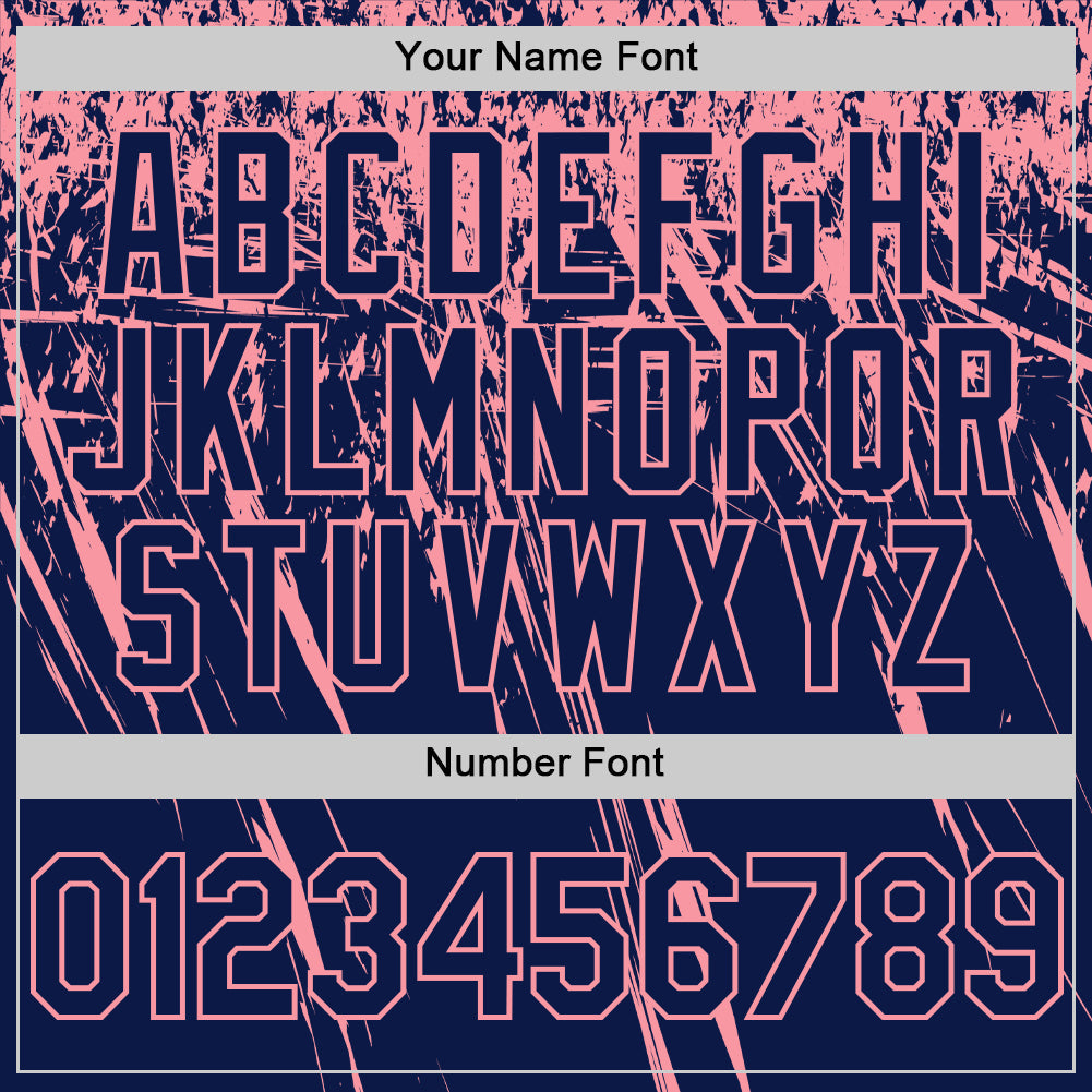 Custom Navy Medium Pink Distressed Scratch Brush Stroke Authentic Baseball Jersey