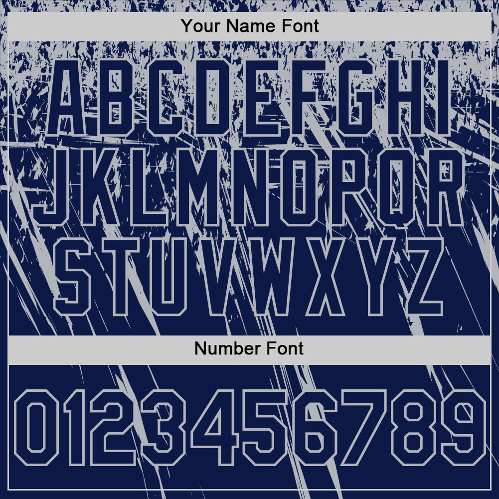 Custom Navy Gray Distressed Scratch Brush Stroke Authentic Baseball Jersey