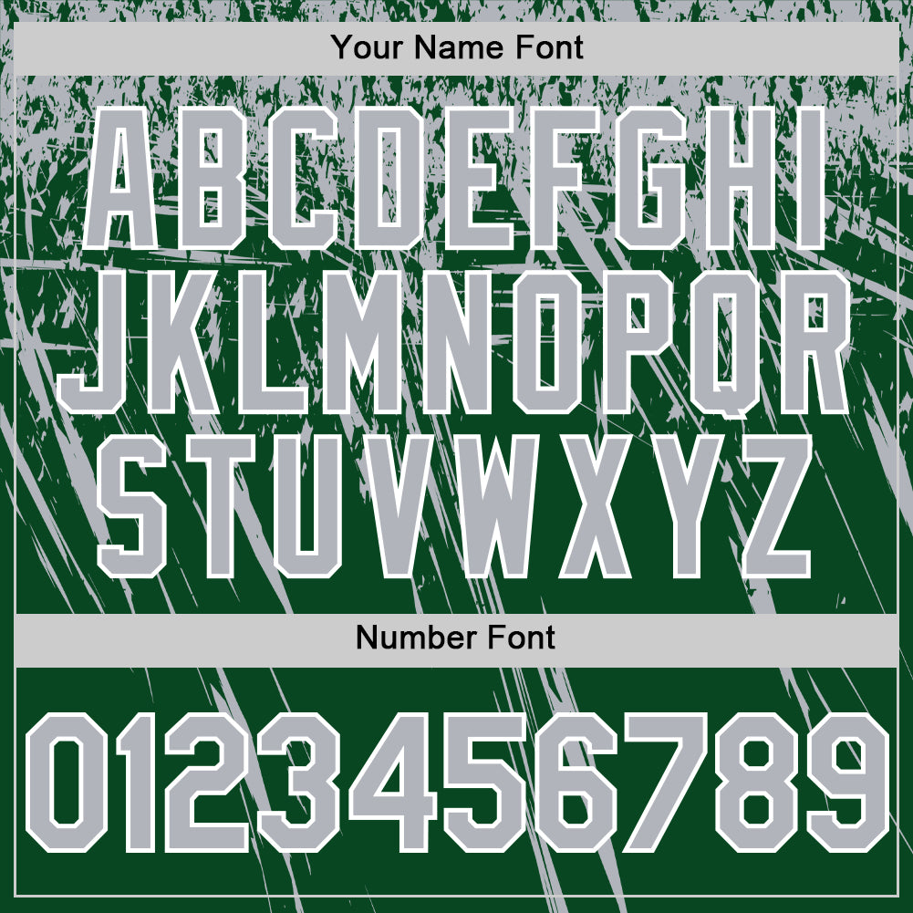 Custom Green Gray-White Distressed Scratch Brush Stroke Authentic Baseball Jersey