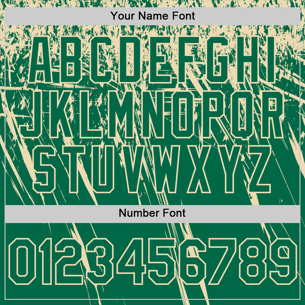 Custom Kelly Green Cream Distressed Scratch Brush Stroke Authentic Baseball Jersey