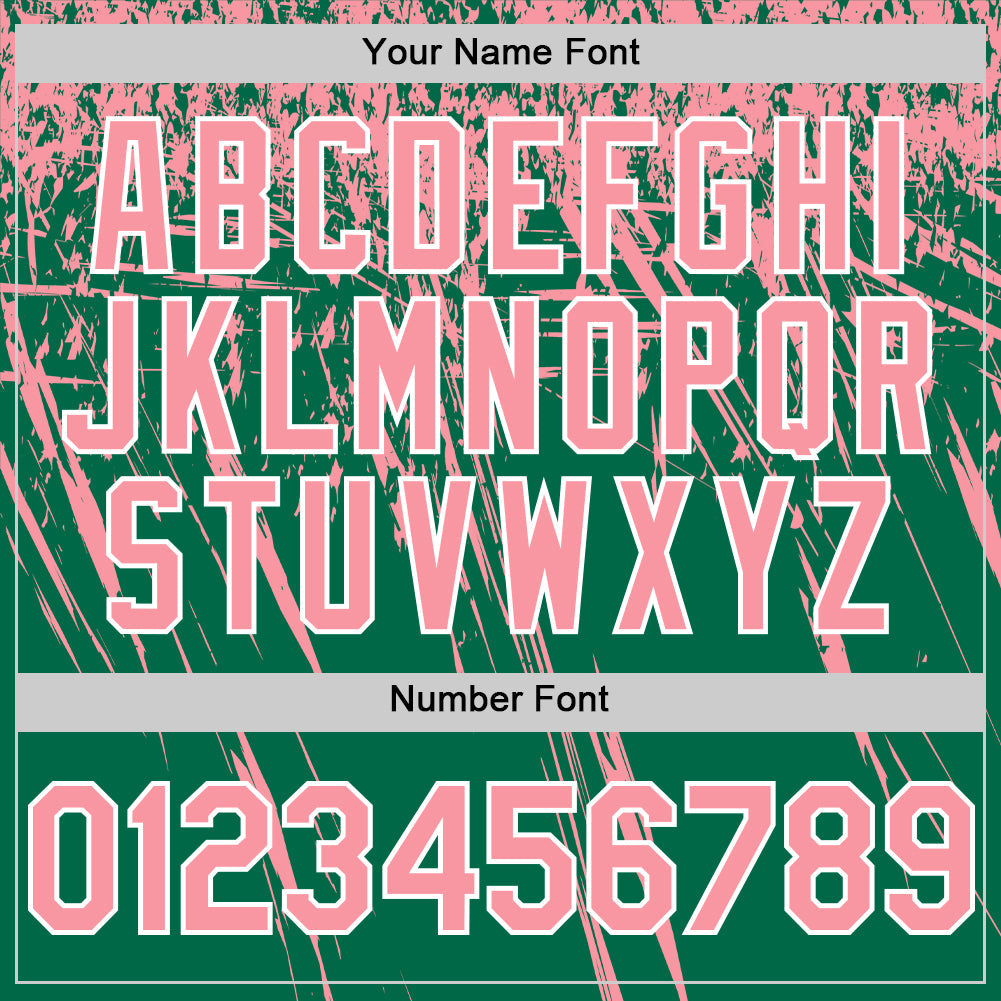 Custom Kelly Green Medium Pink-White Distressed Scratch Brush Stroke Authentic Baseball Jersey