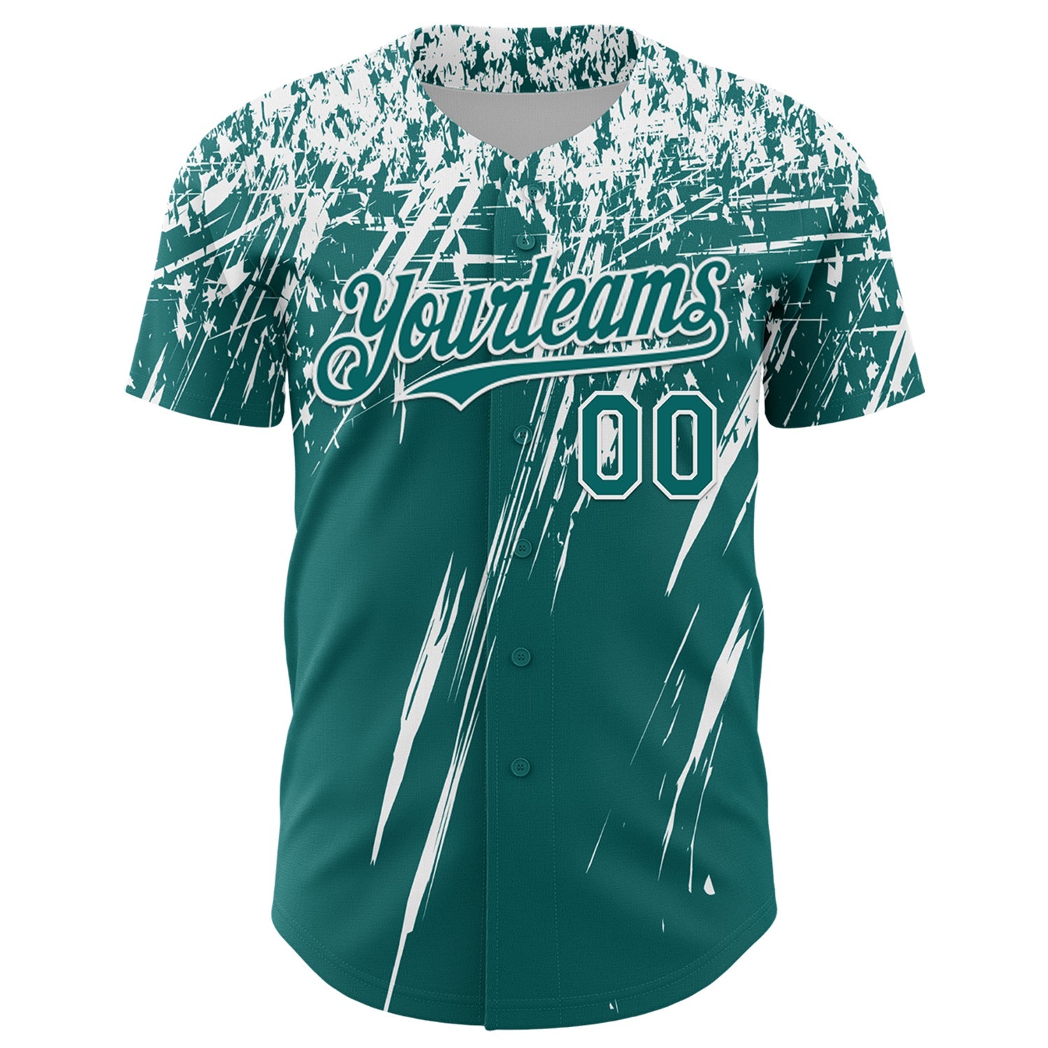 Custom Teal White Distressed Scratch Brush Stroke Authentic Baseball Jersey