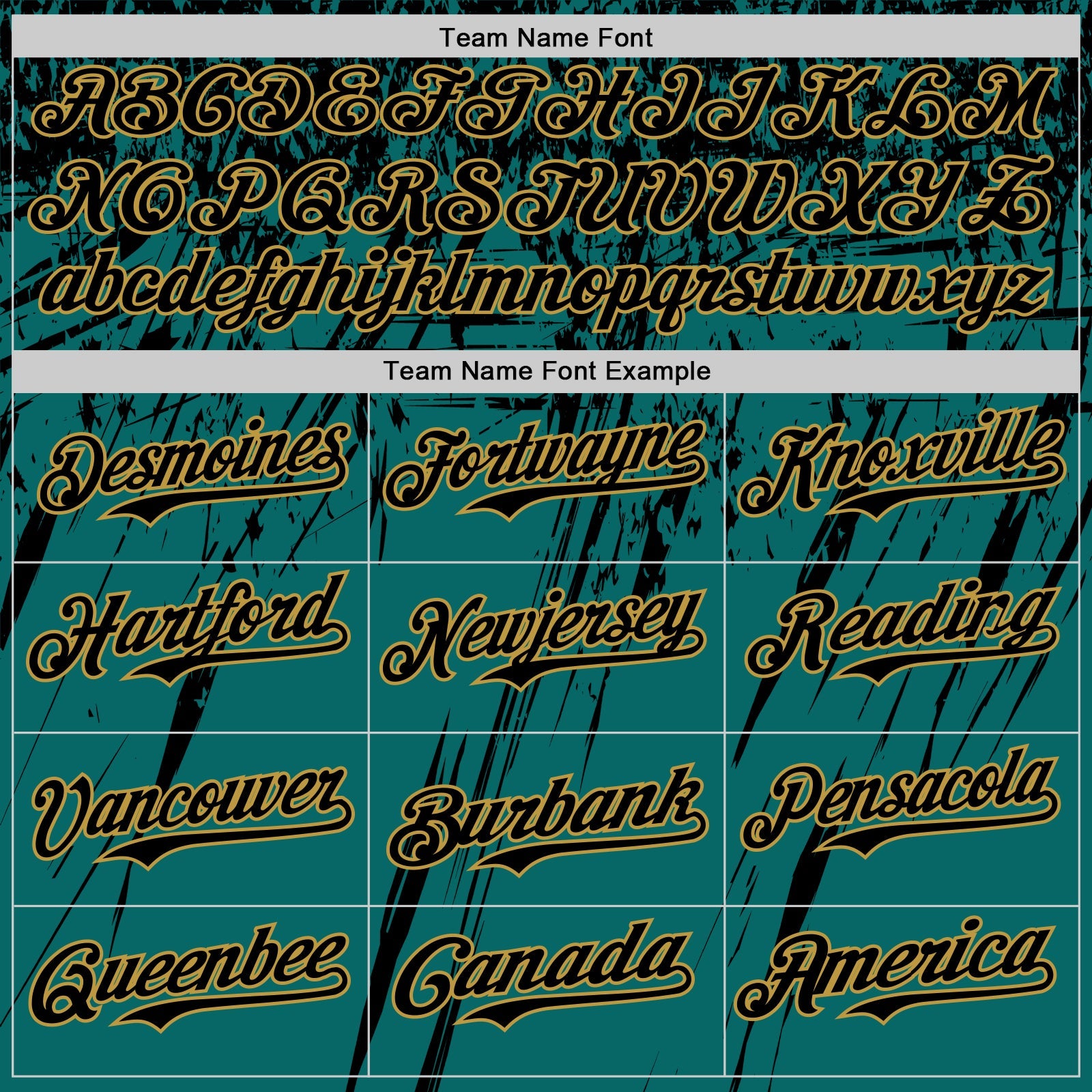 Custom Teal Black-Old Gold Distressed Scratch Brush Stroke Authentic Baseball Jersey
