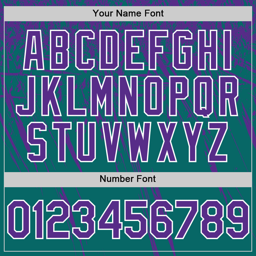 Custom Teal Purple-White Distressed Scratch Brush Stroke Authentic Baseball Jersey