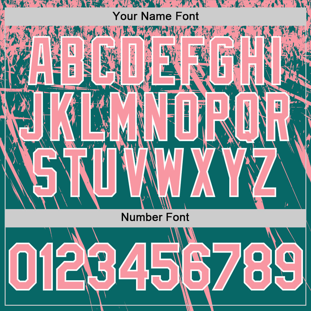 Custom Teal Medium Pink-White Distressed Scratch Brush Stroke Authentic Baseball Jersey
