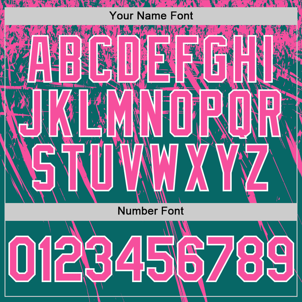 Custom Teal Pink-White Distressed Scratch Brush Stroke Authentic Baseball Jersey