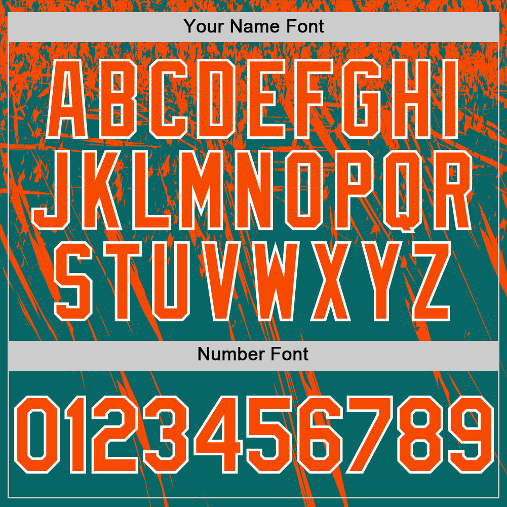 Custom Teal Orange-White Distressed Scratch Brush Stroke Authentic Baseball Jersey