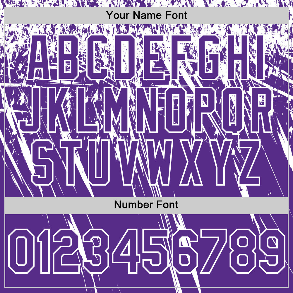 Custom Purple White Distressed Scratch Brush Stroke Authentic Baseball Jersey