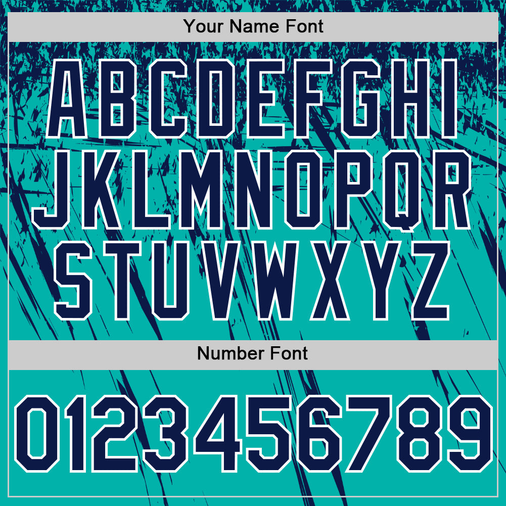 Custom Aqua Navy-White Distressed Scratch Brush Stroke Authentic Baseball Jersey