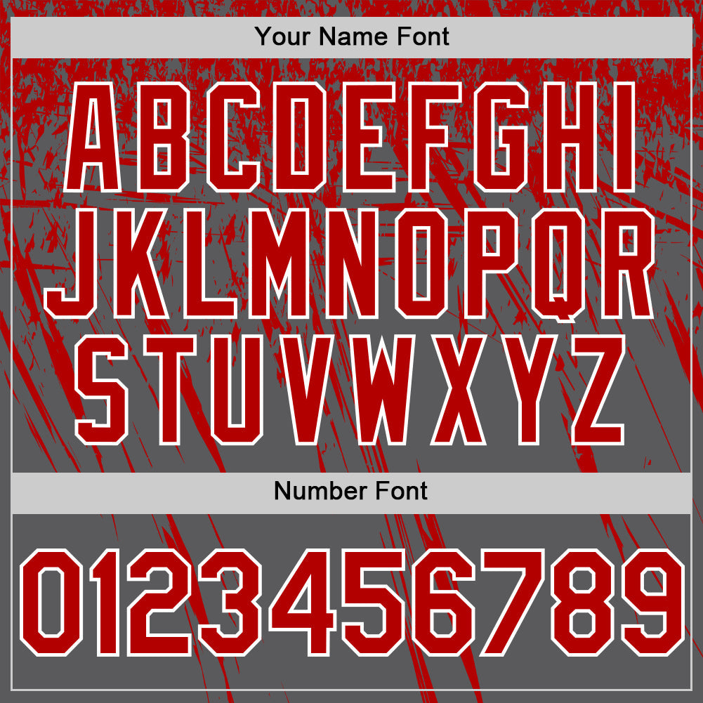 Custom Steel Gray Red-White Distressed Scratch Brush Stroke Authentic Baseball Jersey