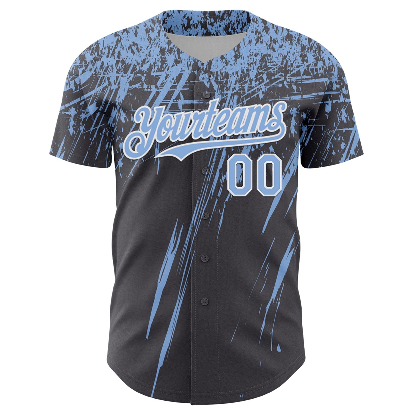 Custom Steel Gray Light Blue-White Distressed Scratch Brush Stroke Authentic Baseball Jersey