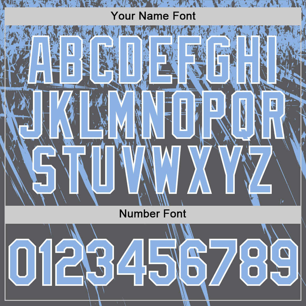 Custom Steel Gray Light Blue-White Distressed Scratch Brush Stroke Authentic Baseball Jersey