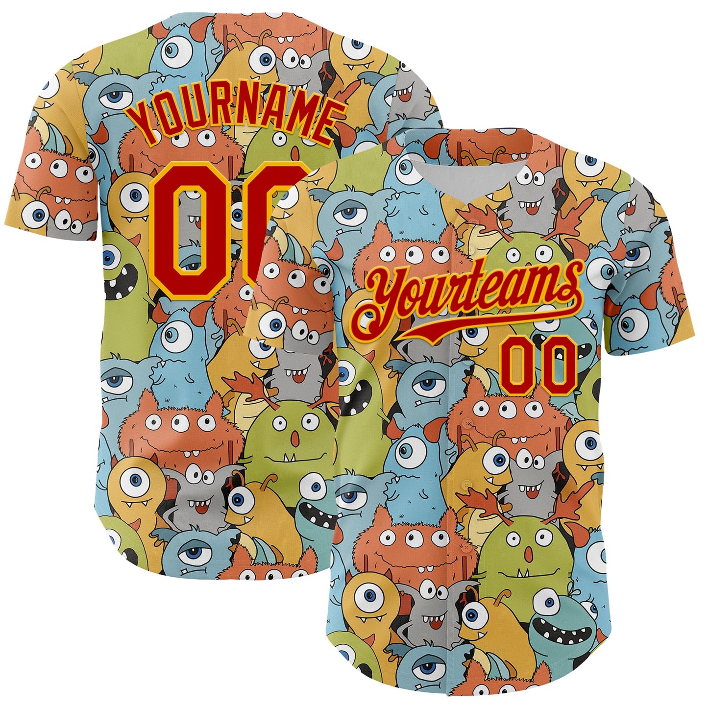 Custom White Red-Gold Alien Monster Mash Authentic Baseball Jersey