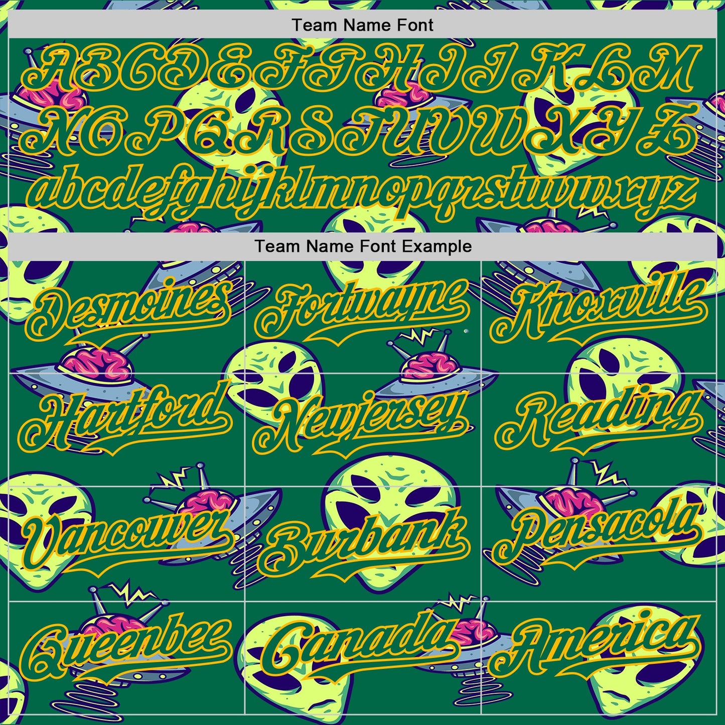 Custom Kelly Green Gold Alien UFO Space Authentic Baseball Jersey
