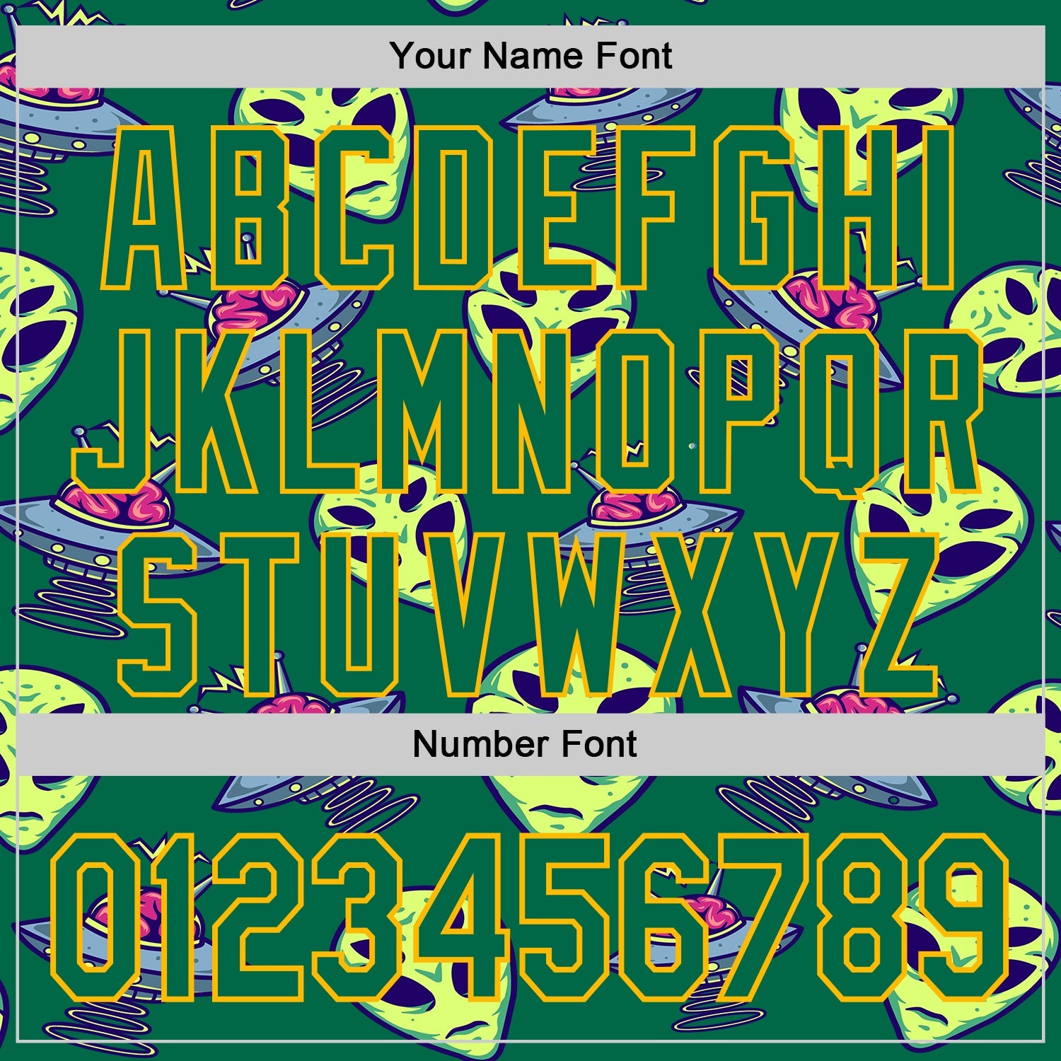 Custom Kelly Green Gold Alien UFO Space Authentic Baseball Jersey