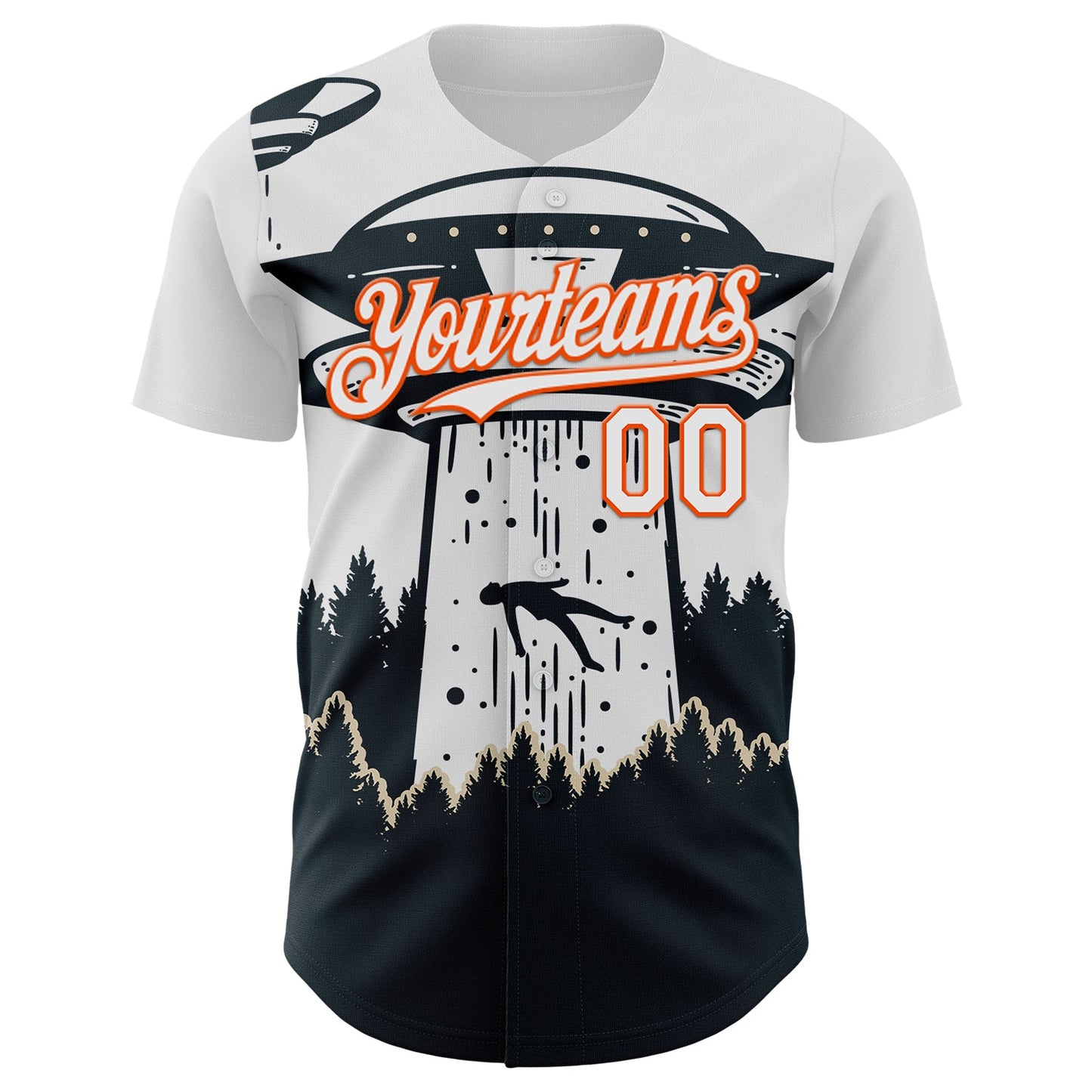 Custom White Orange-Black UFO Alien Abduction Authentic Baseball Jersey