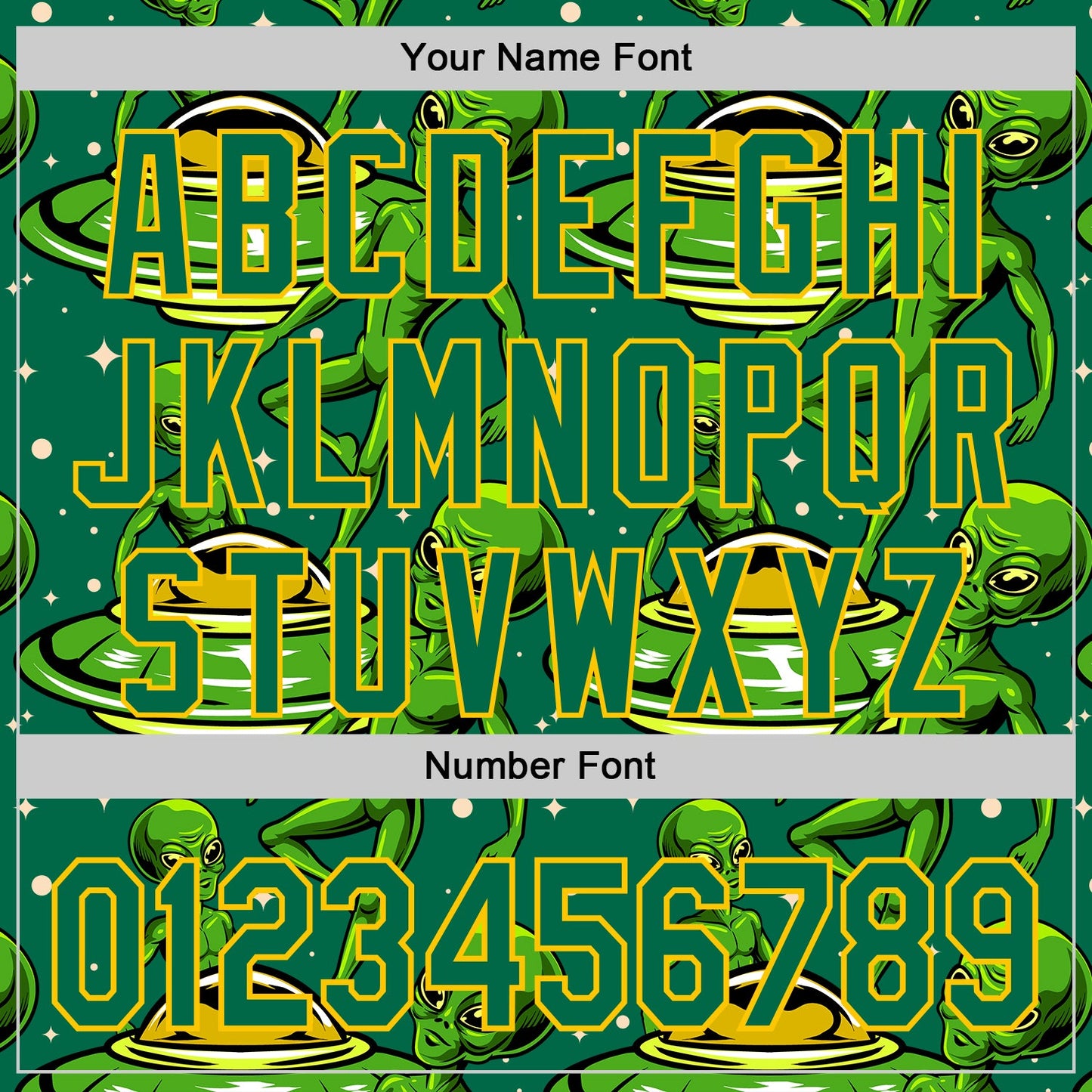 Custom Kelly Green Yellow Alien UFO Galaxy Authentic Baseball Jersey