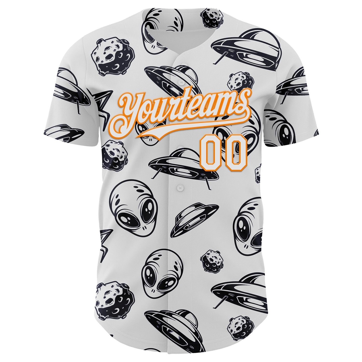 Custom White Bay Orange Alien UFO Authentic Baseball Jersey