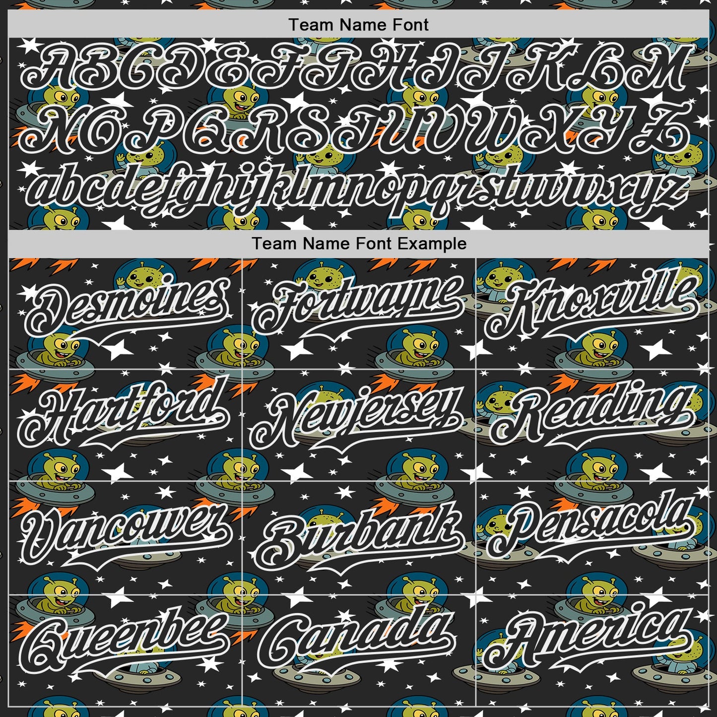 Custom Black White Cartoon Alien UFO Space Galaxy Authentic Baseball Jersey