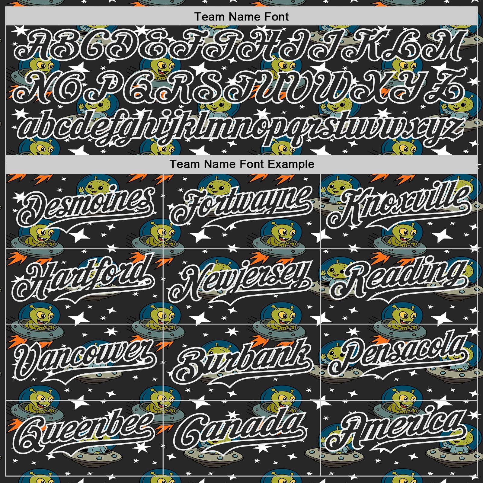 Custom Black White Cartoon Alien UFO Space Galaxy Authentic Baseball Jersey