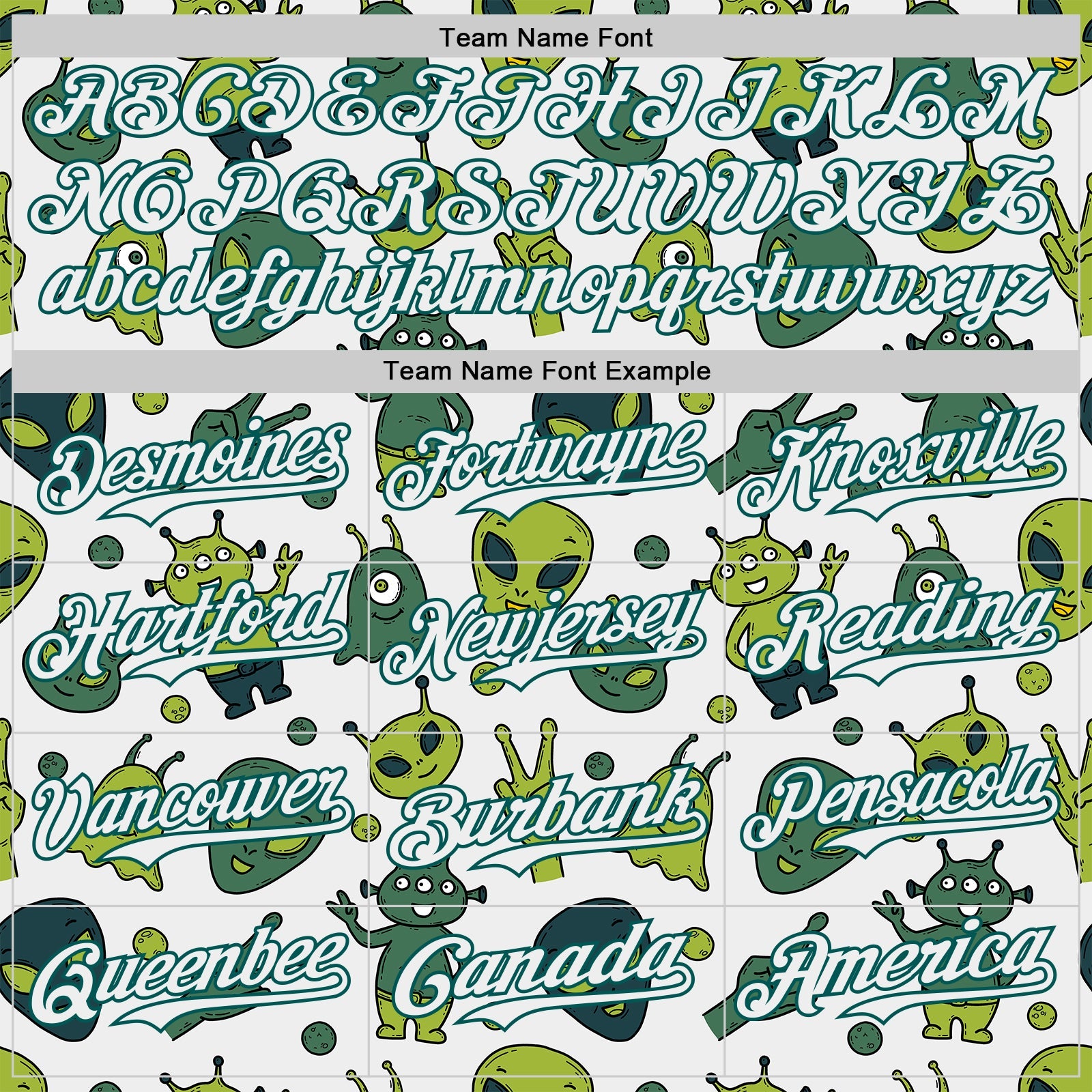 Custom White Midnight Green Cartoon Alien Authentic Baseball Jersey