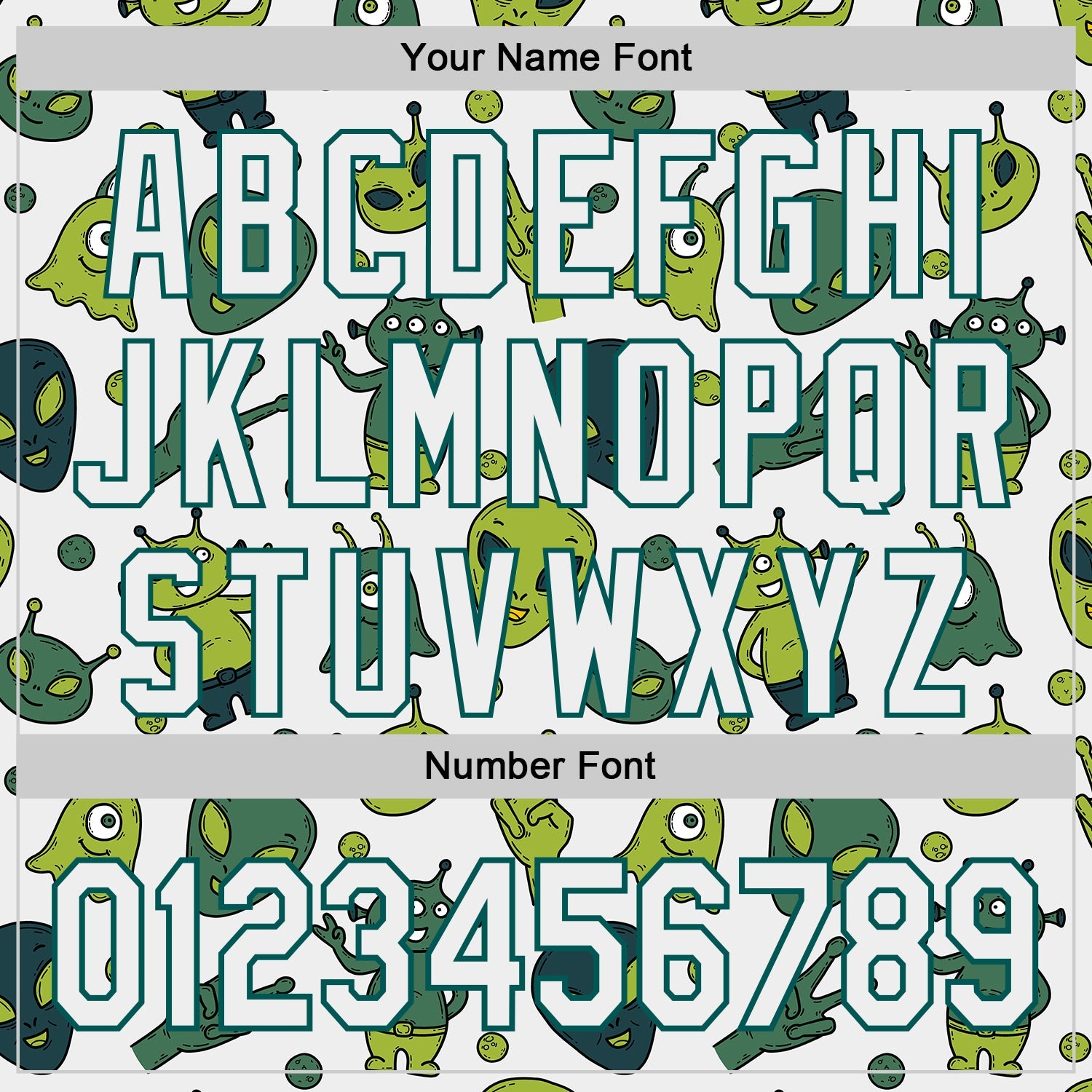 Custom White Midnight Green Cartoon Alien Authentic Baseball Jersey