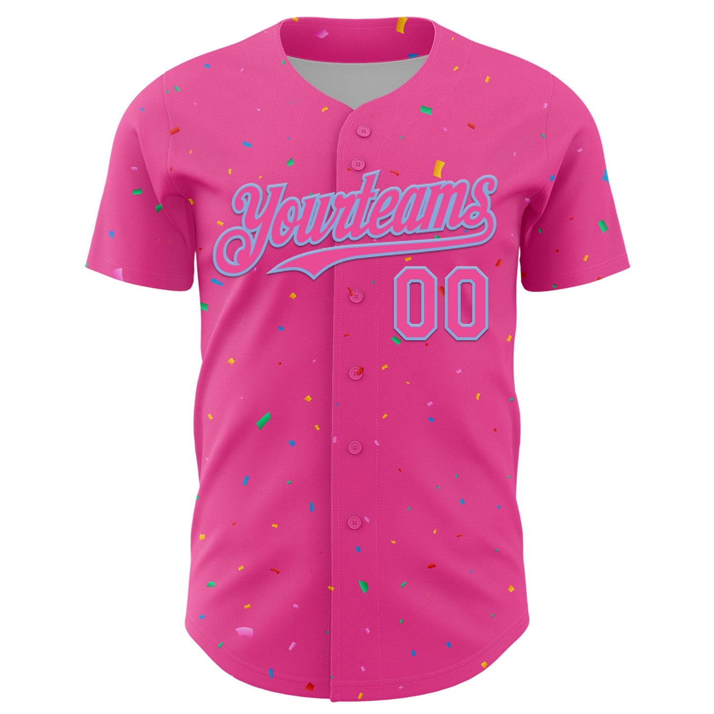 Custom Pink Light Blue 3D Pattern Design Confetti Colorful Speckle Authentic Baseball Jersey
