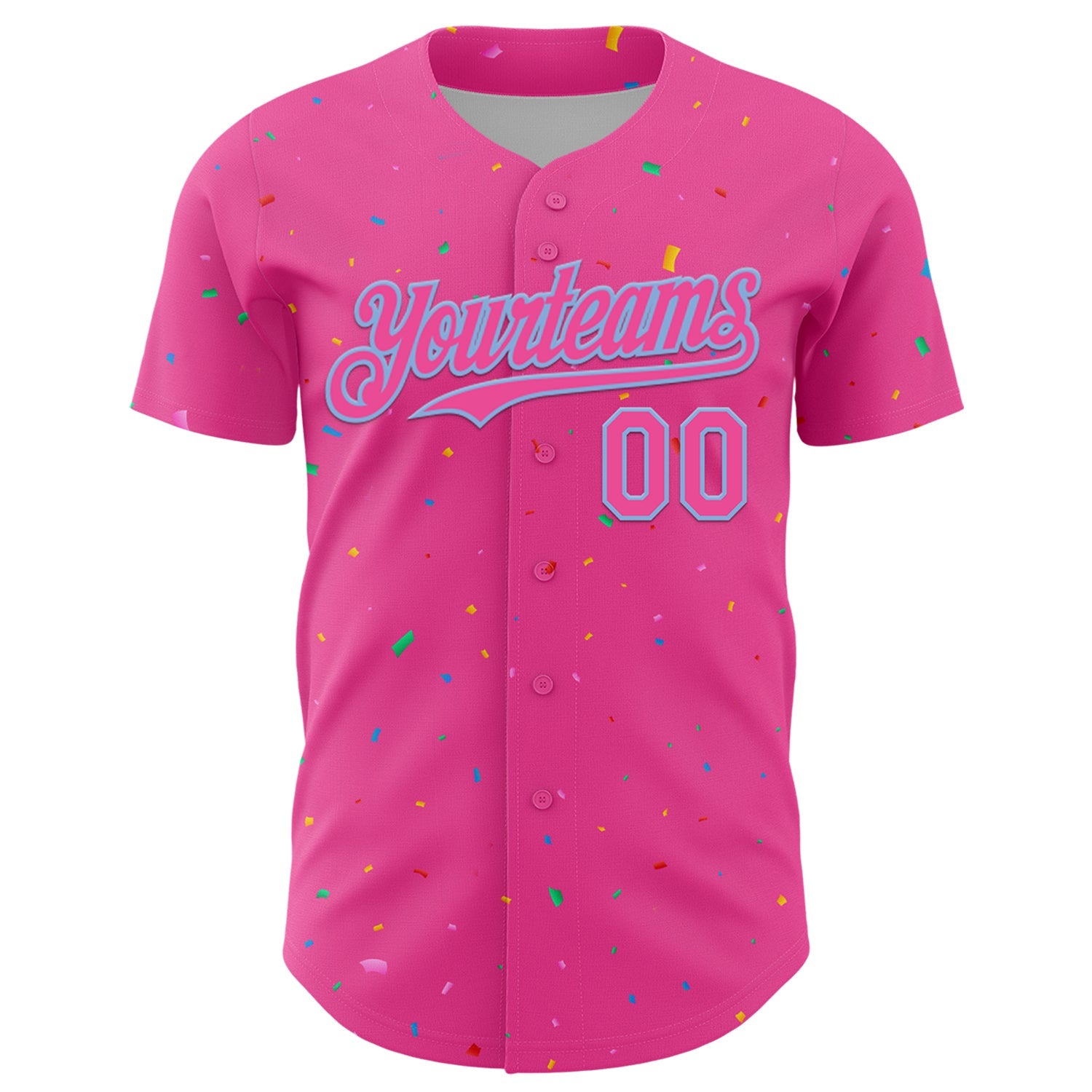Custom Pink Light Blue 3D Pattern Design Confetti Colorful Speckle Authentic Baseball Jersey