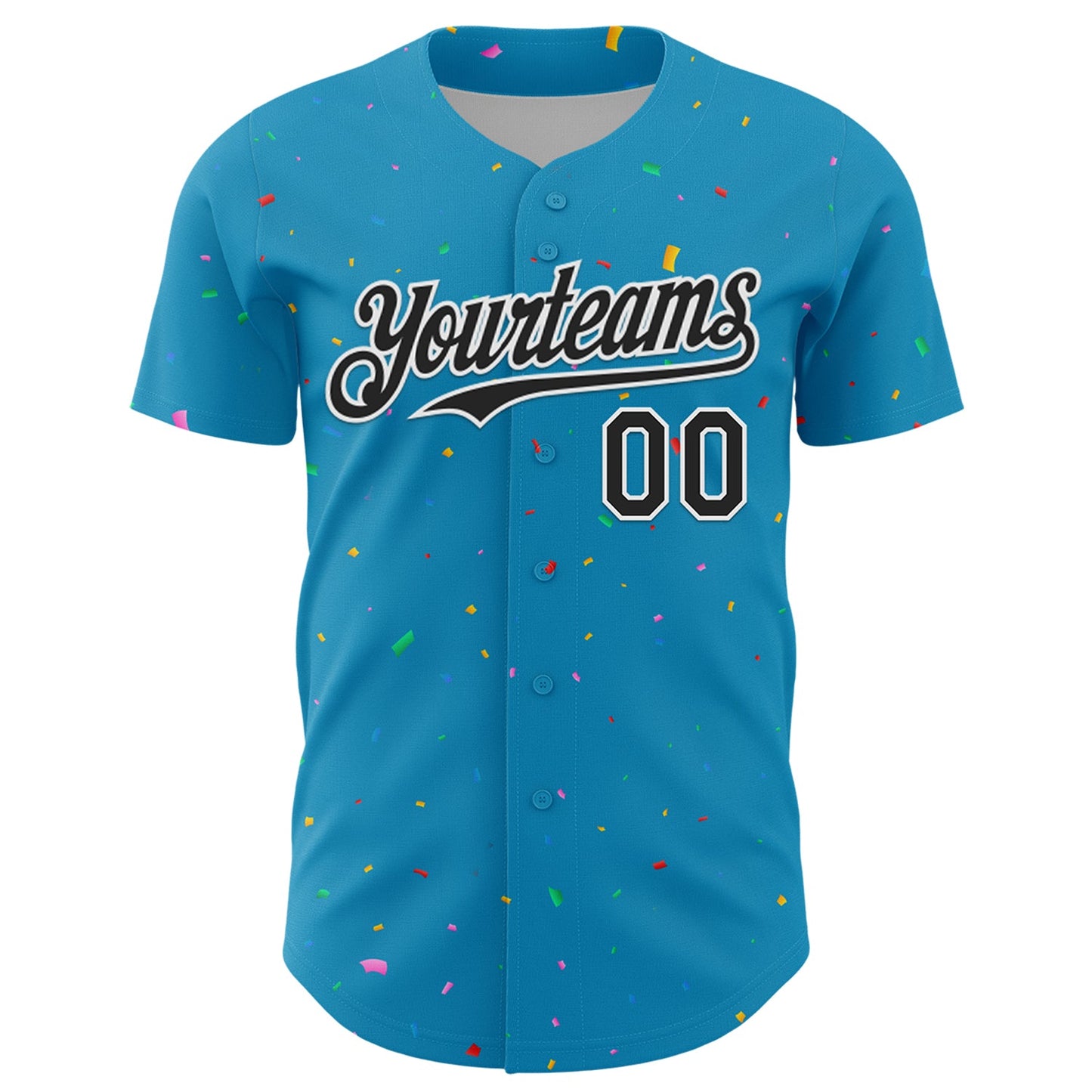 Custom Panther Blue Black-White 3D Pattern Design Confetti Colorful Speckle Authentic Baseball Jersey